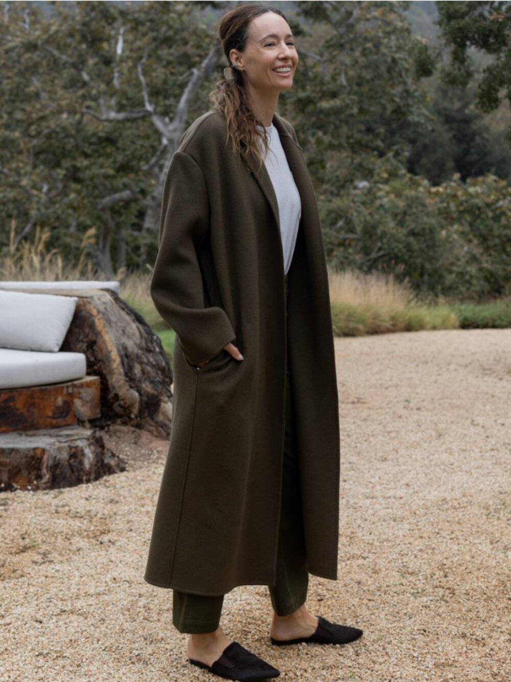 Jenni Kayne Olive Cashmere Overcoat